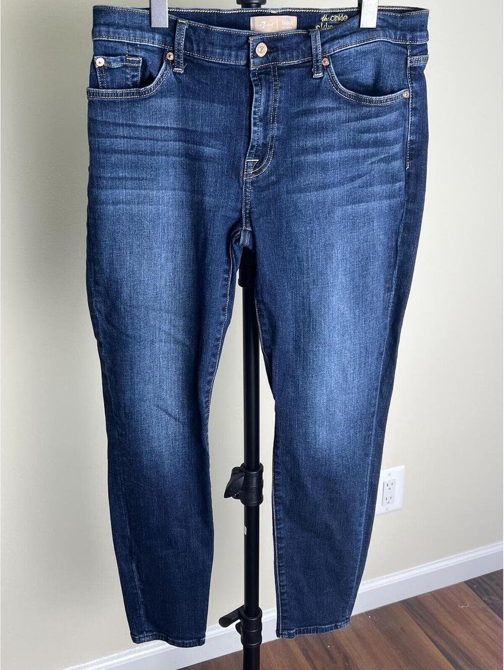 7 For All Mankind Blair Ankle Skinny Jeans Mens Size 32 Dark Wash Stretch Denim